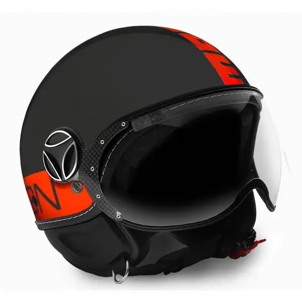 Casco jet Momo Design Fighter Fluo 21 nero opaco rosso fluo