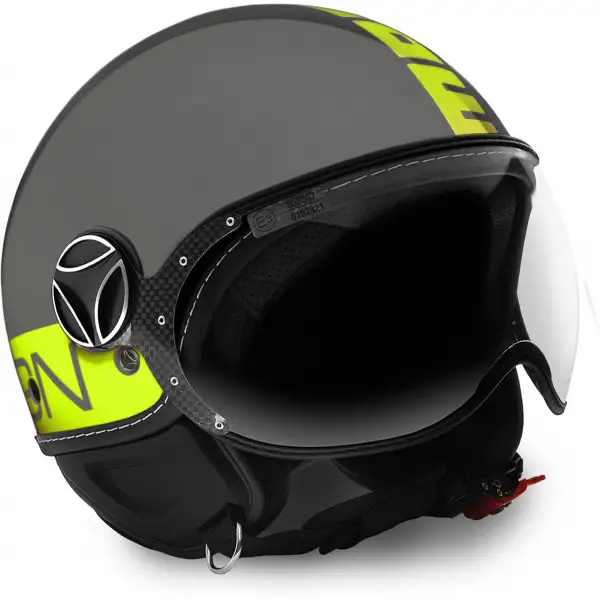 Casco jet Momo Design Fighter Fluo grigio lucido giallo fluo