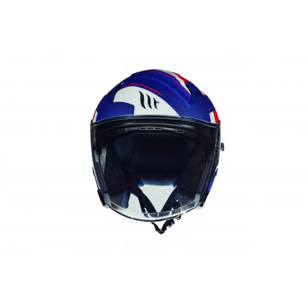 Casco jet MT Helmets Avenue Sv Sideway J0 Blu Bianco Rosso Opaco