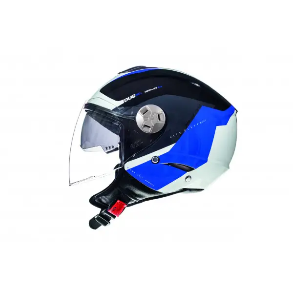 Casco jet MT Helmets City Eleven Sv Spark C2 Bianco Blu Lucido