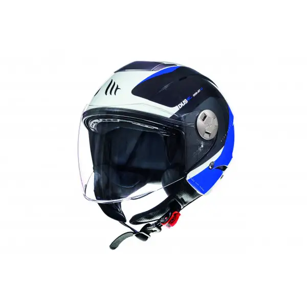 Casco jet MT Helmets City Eleven Sv Spark C2 Bianco Blu Lucido