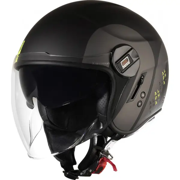 Casco jet Origine Alpha Track Giallo Fluo Nero Opaco