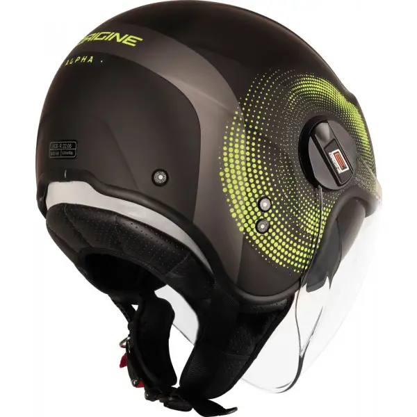 Casco jet Origine Alpha Track Giallo Fluo Nero Opaco