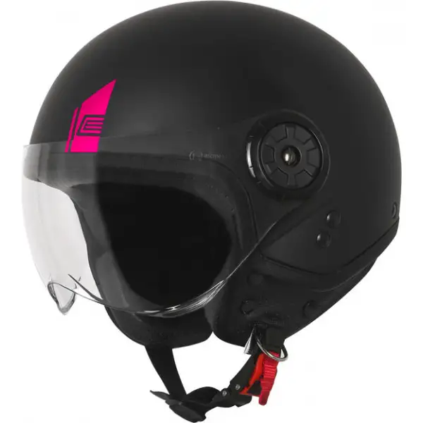 Casco jet Origine Neon Easy Rosa Fuxia fluo Nero