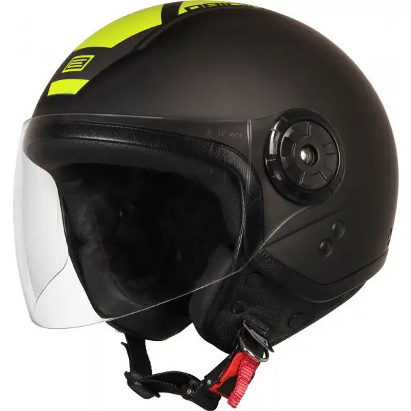 Casco jet Origine Neon Scoop Giallo Fluo Nero Opaco