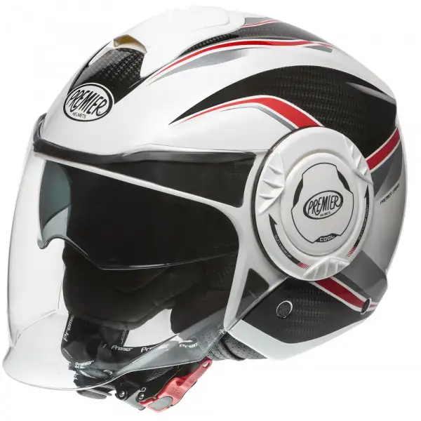 Casco jet Premier COOL PX8 Bianco Nero Rosso