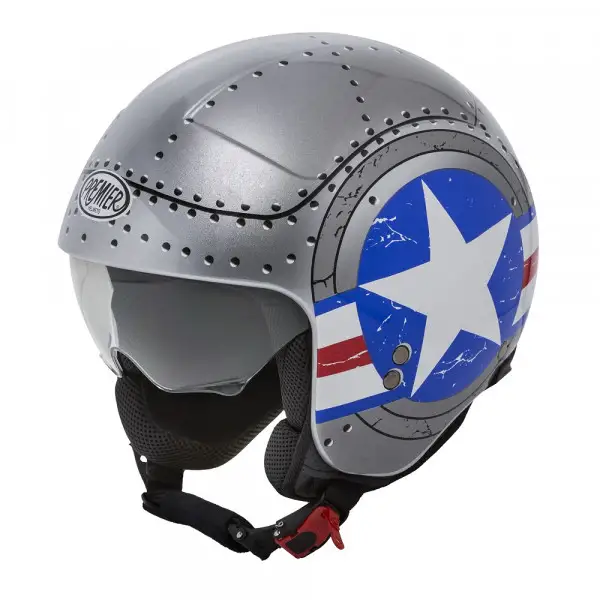 Casco jet Premier ROCKER US ARMY Argento blu Bianco