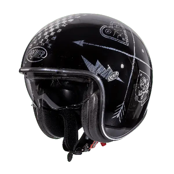 Casco jet Premier VINTAGE NX SILVER CHROMED 22.06 in fibra Nero Argento