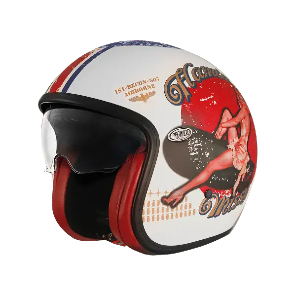 Casco jet Premier VINTAGE PIN UP 8 BM 22.06 in fibra Bianco