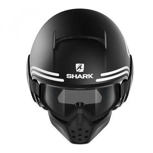 Casco jet Shark Raw 72 Mat nero bianco opaco