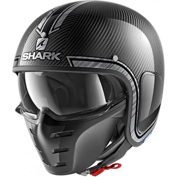 Casco jet Shark S-DRAK VINTA Carbonio Cromato Argento