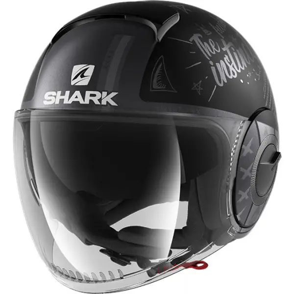 Casco jet Shark SHARK NANO TRIBUTE Mat RM Nero Antracite Argento