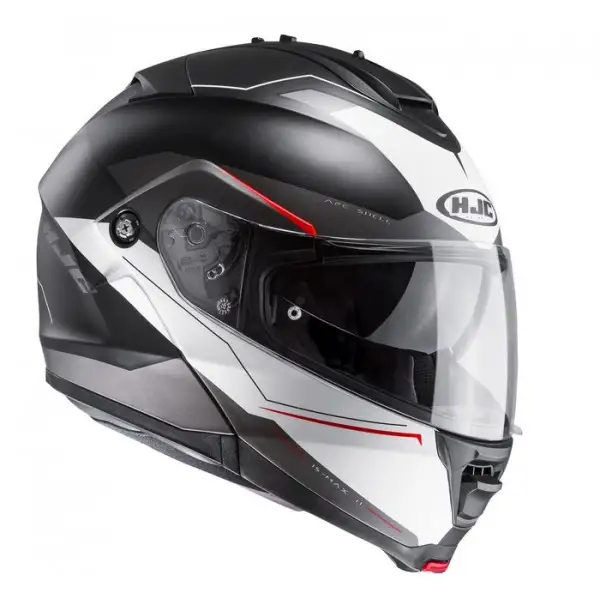 Casco modulare  HJC IS-MAX II Magma MC1SF nero bianco rosso