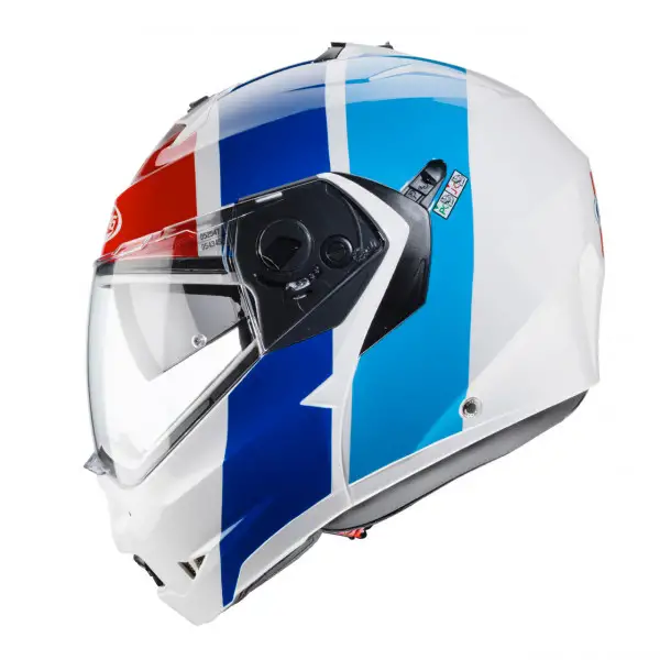 Casco modulare Caberg Duke II Impact bianco metallizzato rosso blu azzurro