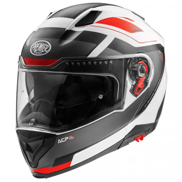 Casco modulare DELTA AS 2 BM Bianco Grigio Rosso Opaco