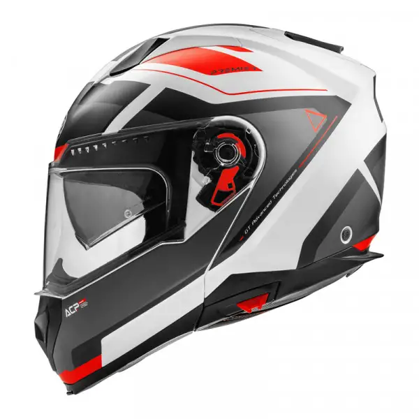 Casco modulare DELTA AS 2 BM Bianco Grigio Rosso Opaco