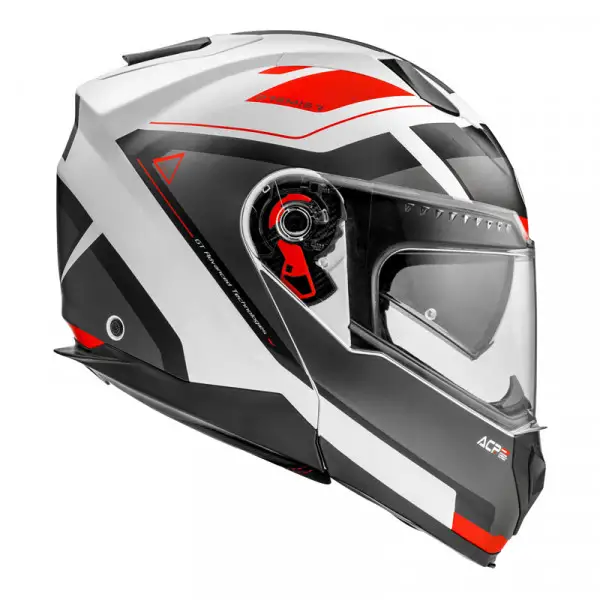 Casco modulare DELTA AS 2 BM Bianco Grigio Rosso Opaco