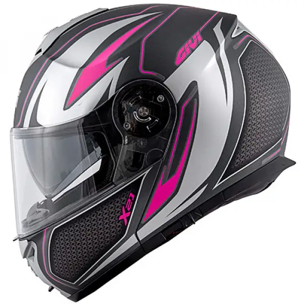 Casco Uomo X21 Challenger Moto Givi Helmet Apribile Nero - Titanio - Rosso  HX21FSHBR