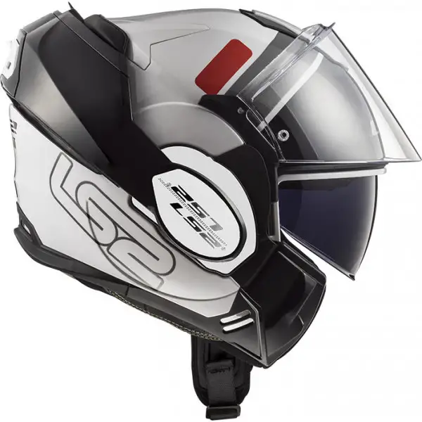 Casco modulare LS2 FF399 VALIANT PROX Bianco Nero Rosso con mentoniera ribaltabile