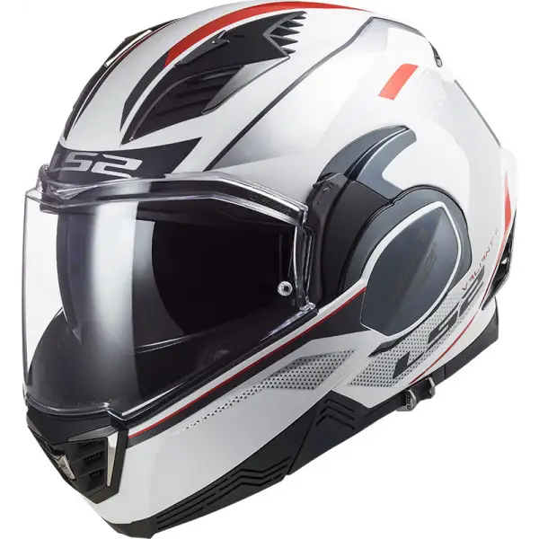 Casco modulare LS2 FF900 VALIANT II HUB con mentoniera ribaltabile Bianco Argento