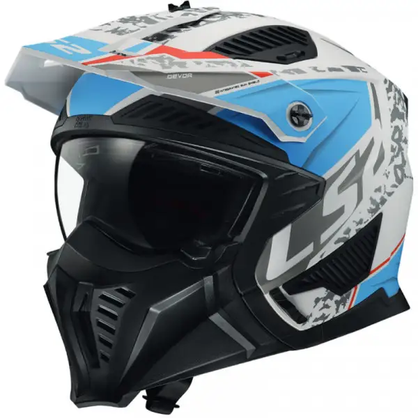 Casco modulare LS2 OF606 DRIFTER DEVOR Bianco Blu ECE 22-06