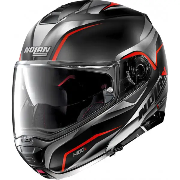 Casco modulare Nolan N100-5 BALTEUS N-COM Nero Grigio Rosso
