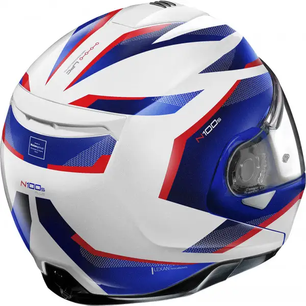 Casco modulare Nolan N100-5 PLUS OVERLAND N-COM Bianco Rosso Blu