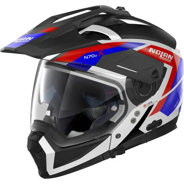 Casco modulare Nolan N70-2 X GRANDES ALPES N-COM Bianco Nero Blu Rosso