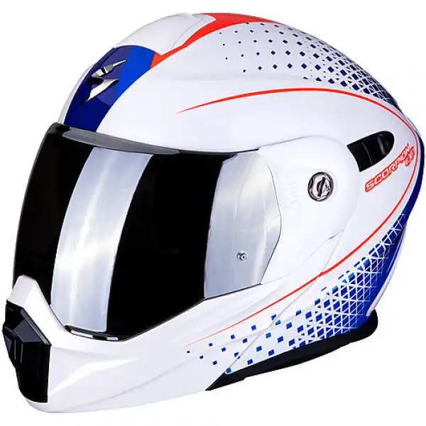 Casco modulare Scorpion ADX 1 HORIZON Bianco Perla Rosso Blu
