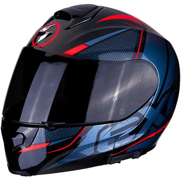 Casco modulare Scorpion EXO 3000 AIR CREED in fibra Nero Rosso Blu