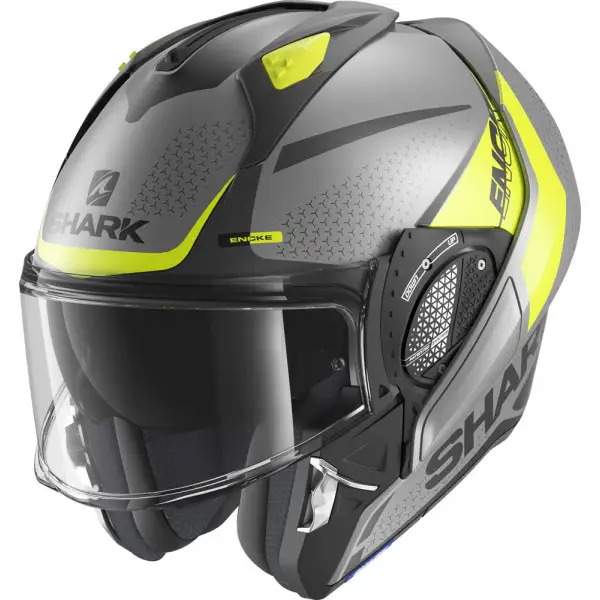 Casco modulare Shark EVO GT ENCKE MAT con mentoniera ribaltabile Antracite Giallo Nero