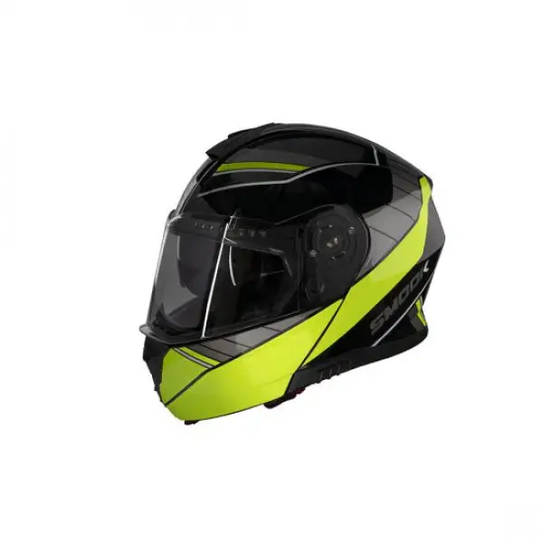 Casco modulare Smook H-FLIP UP FL06 Nero Giallo fluo