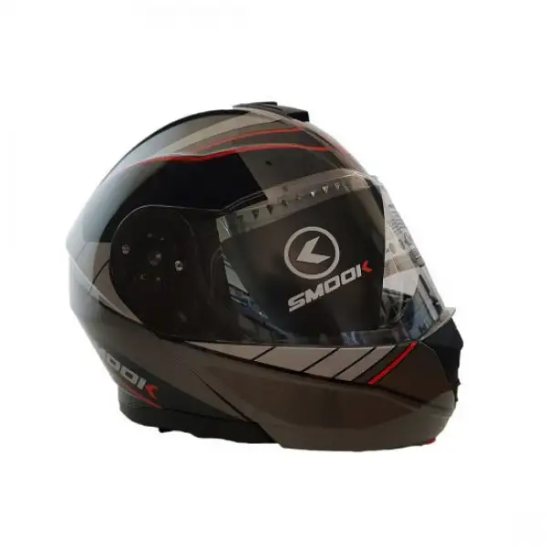Casco modulare Smook H-FLIP UP FL06 Nero Rosso