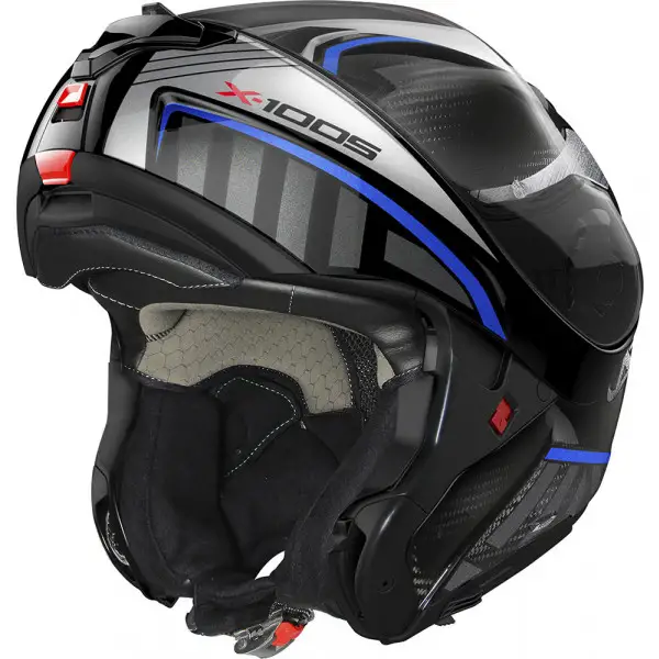 Casco modulare X-Lite X-1005 Ultra Carbon CHEYENNE N-COM in fibra Nero Carbon Grigio Blu