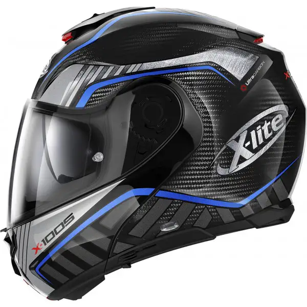 Casco modulare X-Lite X-1005 Ultra Carbon CHEYENNE N-COM in fibra Nero Carbon Grigio Blu