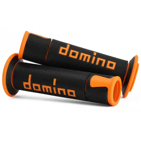 Coppia manopole stradali Domino Racing 22-26mm Nero Arancio