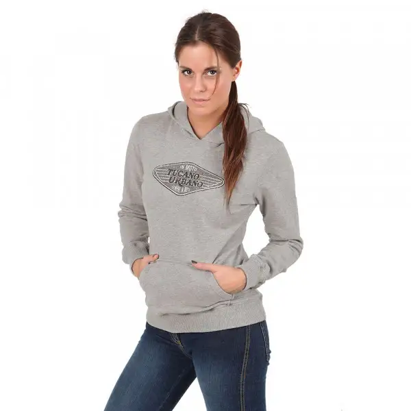 Felpa donna Tucano Urbano Chicabal con cappuccio grigio