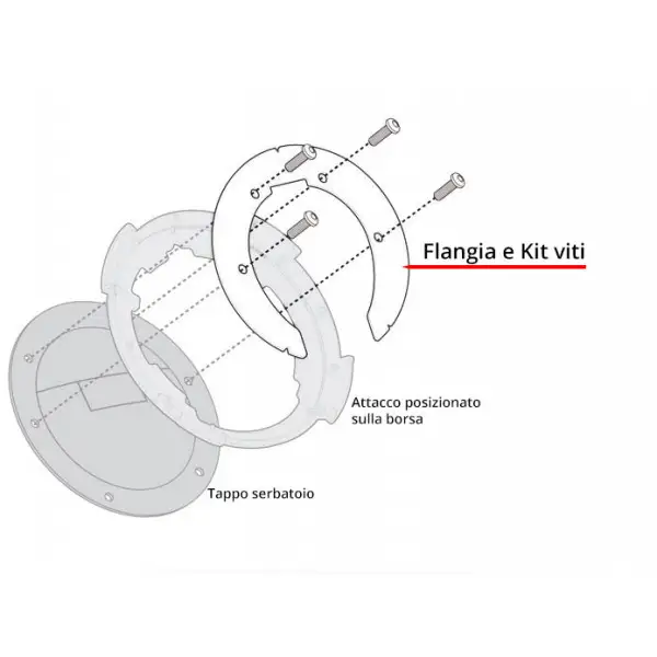 Flangia metallica Kappa BF15K per borsa tanklock per BMW