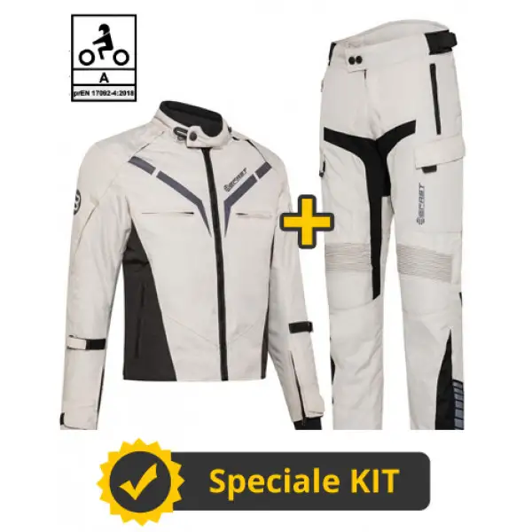 Kit Gamma CE Grigio- Giacca moto certificata Befast + Pantaloni moto certificati Befast