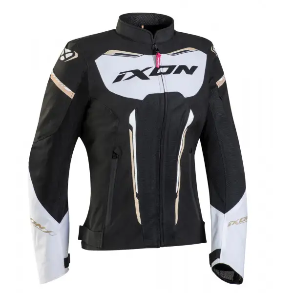 Giacca moto donna estiva Ixon STRIKER AIR Nero Bianco Oro