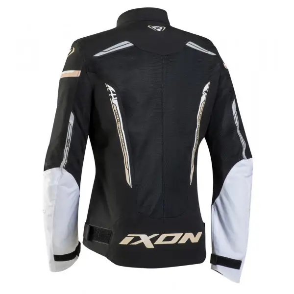 Giacca moto donna estiva Ixon STRIKER AIR Nero Bianco Oro