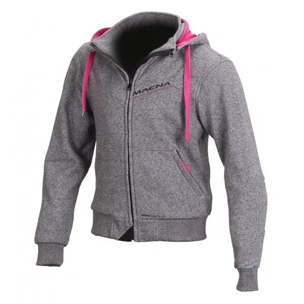 Giacca moto donna estiva Macna Freeride con rinforzi in Kevlar grigio chiaro rosa