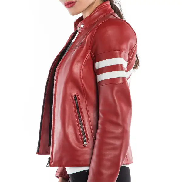 Giubbino in pelle rosso donna sales