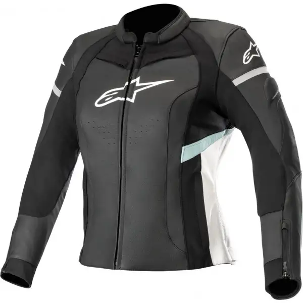 Giacca moto donna pelle estiva Alpinestars STELLA KIRA Nero Bianco Azzurro