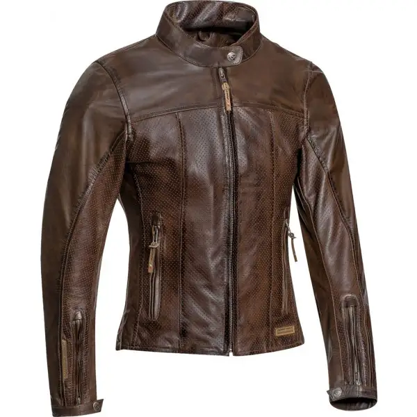 Giacca moto donna pelle estiva Ixon CRANK AIR LADY Marrone