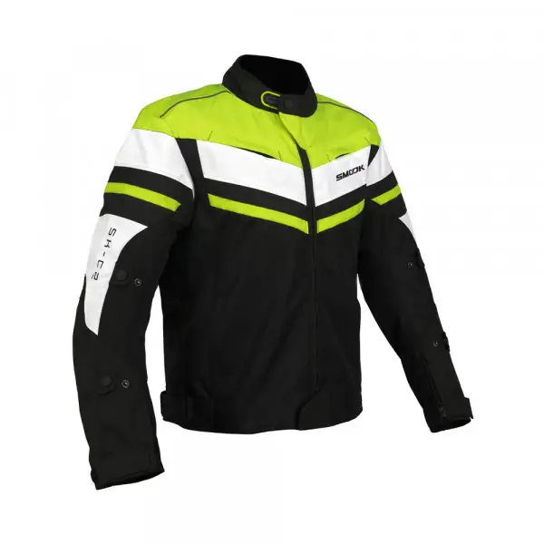 Giacca moto estiva Smook CE SKC-02 AIR JKT Nero Bianco Giallo fluo