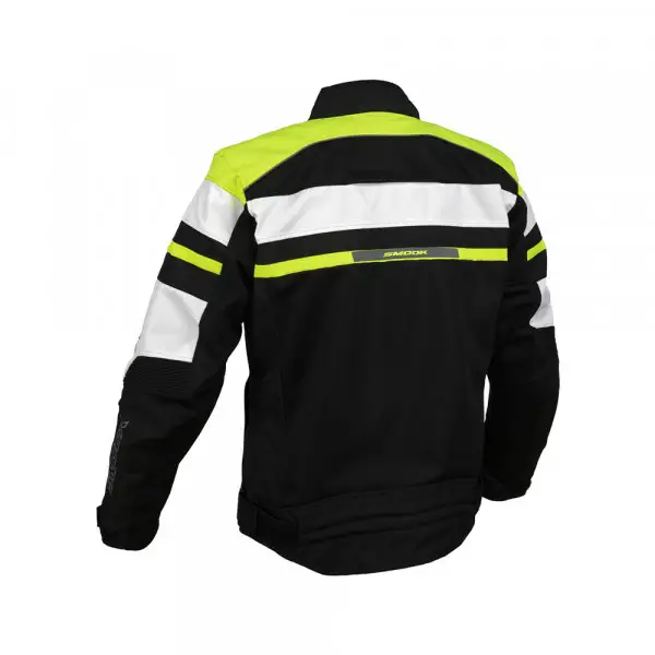 Giacca moto estiva Smook CE SKC-02 AIR JKT Nero Bianco Giallo fluo