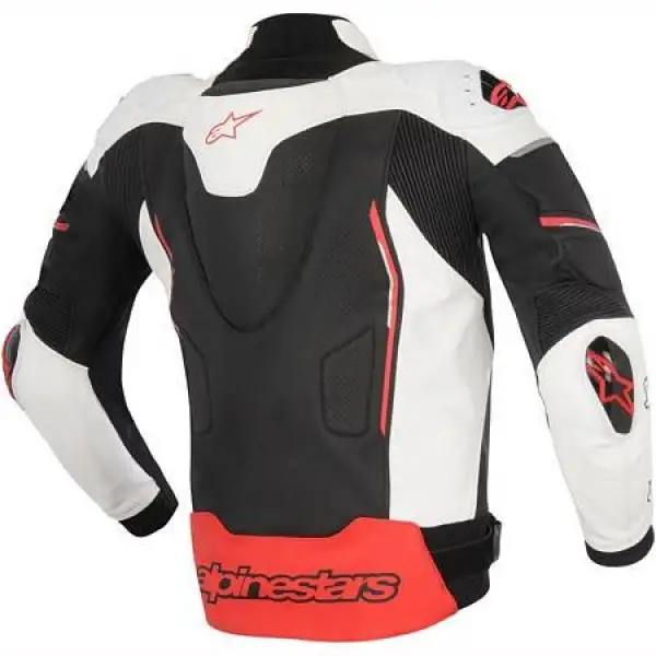 Giacca moto pelle Alpinestars Atem nero bianco rosso