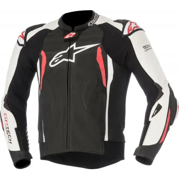 Giacca moto pelle Alpinestars GP TECH V2 TECH AIR compatibile nero bianco rosso