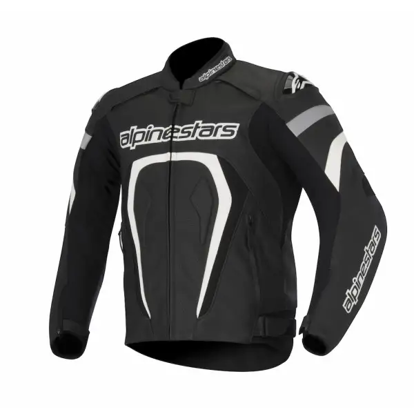 Giacca moto pelle Alpinestars Motegi nero bianco